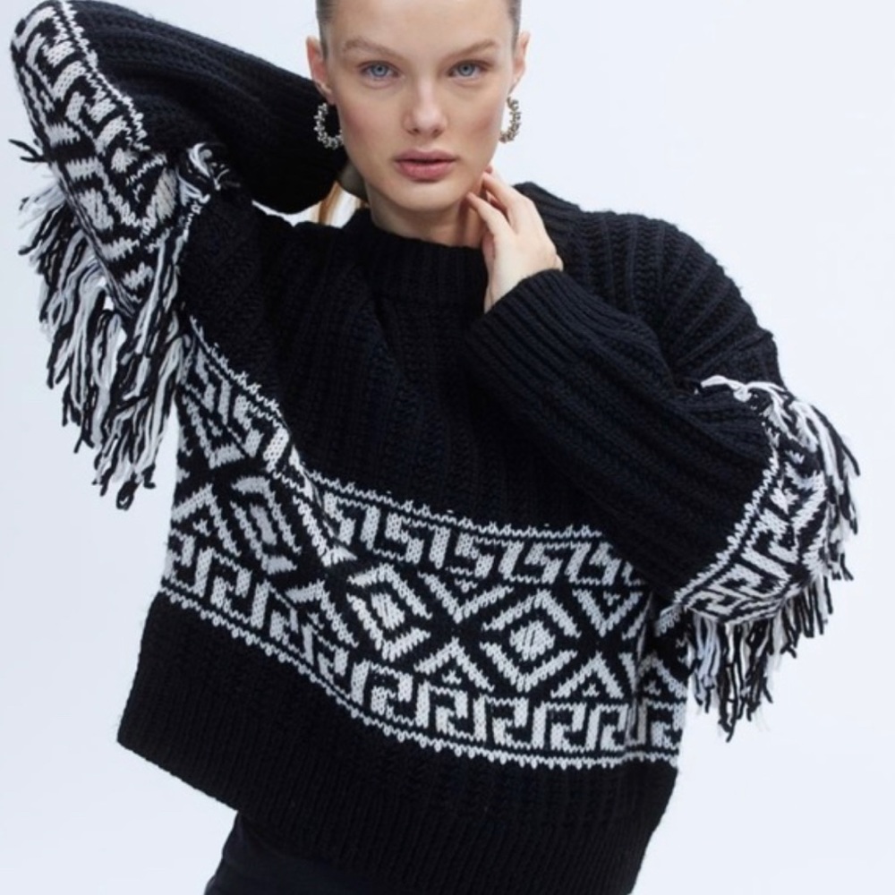 H&M Fringe-trimmed Sweater